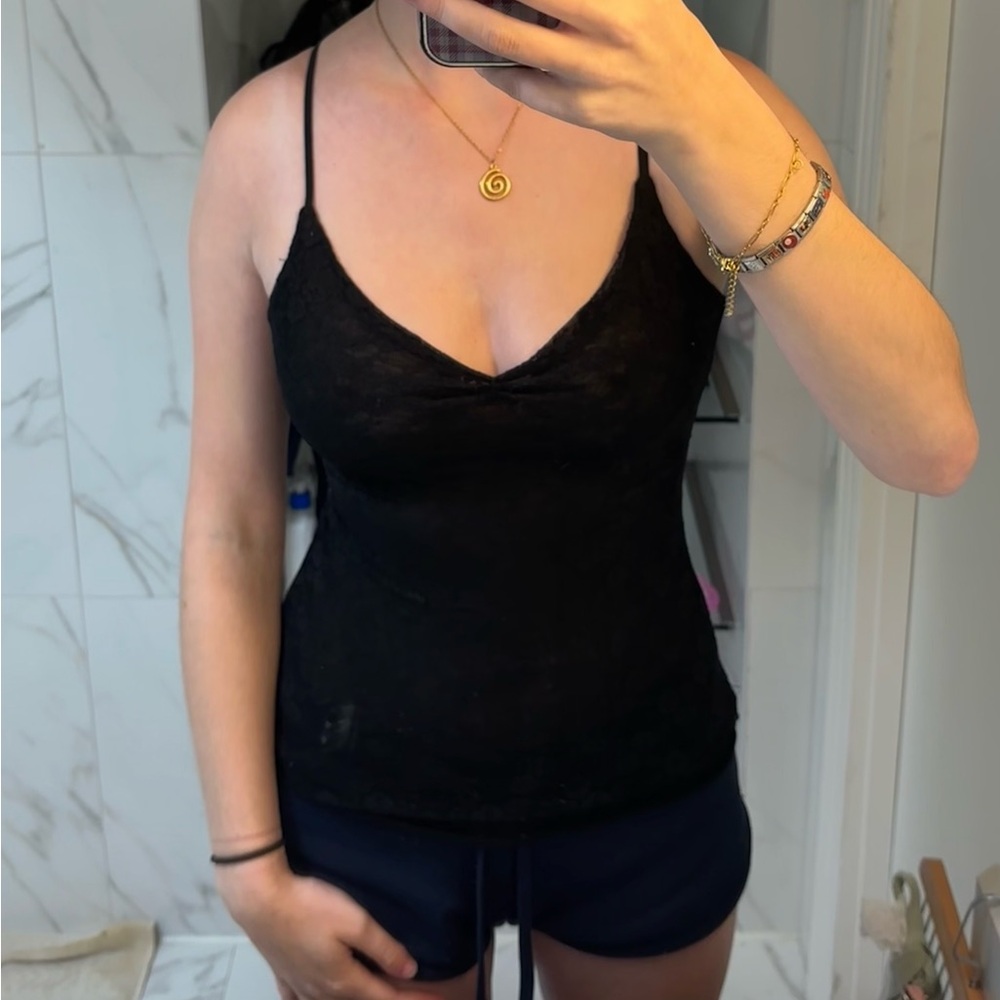 Brandy Melville Black Lace-Trim Cami